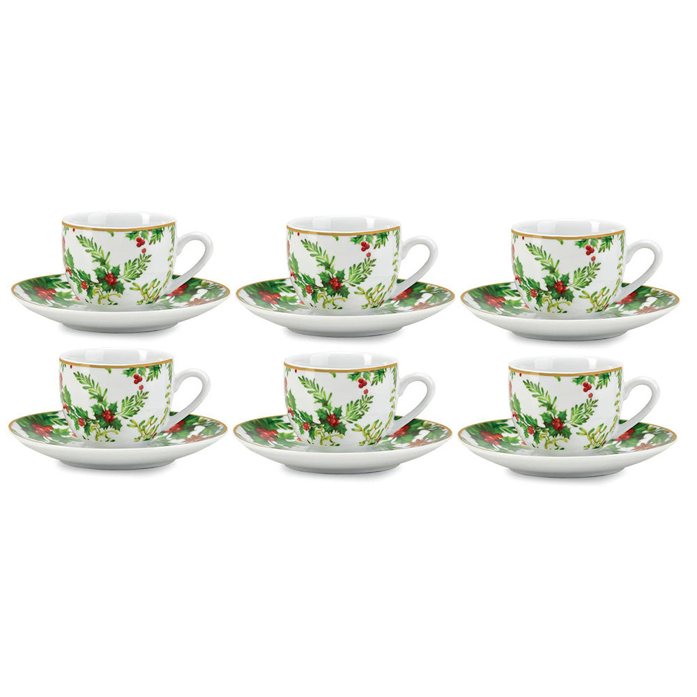 Set 6 tazzine con piattino Redberry Natale - Fade Maison