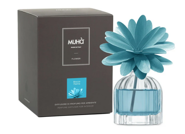 MUHA' | Profumatore per ambienti Flower Diffuser, Fragranza Brezza Marina, Diffusore Ambiente con Fiore in Legno di Betulla in vari formati