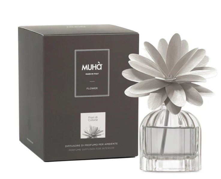 Profumatore per ambienti Flower Diffuser, Fragranza Acqua e Sale, Diffusore Ambiente con Fiore in Legno di Betulla in vari formati Muha