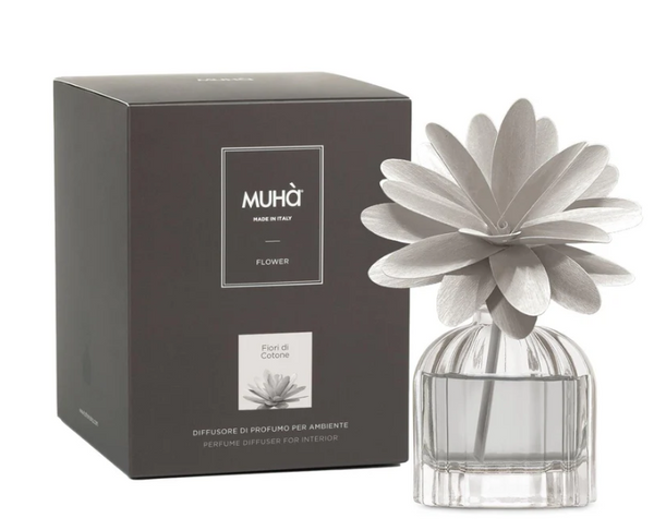 MUHA' | Profumatore per ambienti Flower Diffuser, Fragranza Acqua e Sale, Diffusore Ambiente con Fiore in Legno di Betulla in vari formati