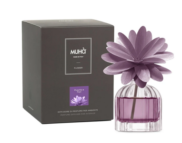 MUHA' | Profumatore per ambienti Flower Diffuser, Fragranza Muschio e Fiori, Diffusore Ambiente con Fiore in Legno di Betulla in vari formati