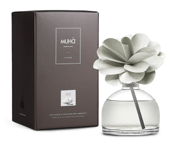 MUHA' | Profumatore per ambienti Camelia Diffuser, Fragranza Fiori di Cotone, Diffusore Ambiente con Fiore in Legno di Betulla in vari formati (Copia)