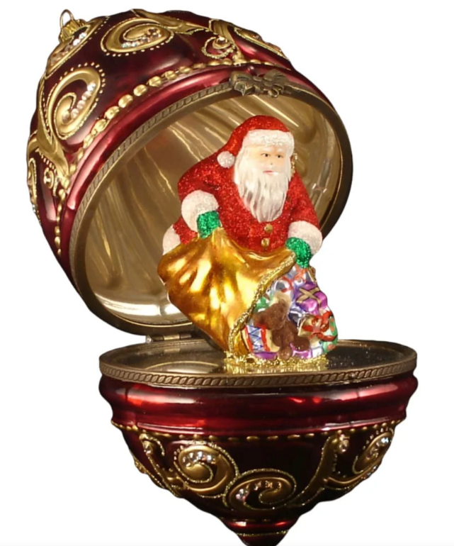 Komozja Family Uovo stile Fabergé Santa con regali di natale Mostowski