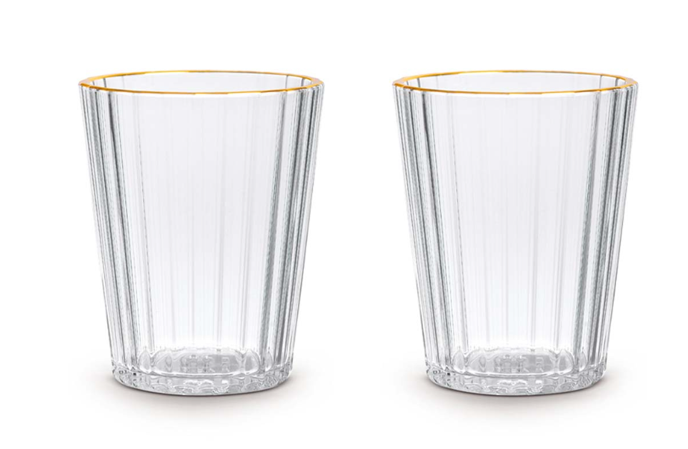 Set 2 bicchieri colorati in acrilico colore trasparente con finitura bordo oro WD Lifestyle