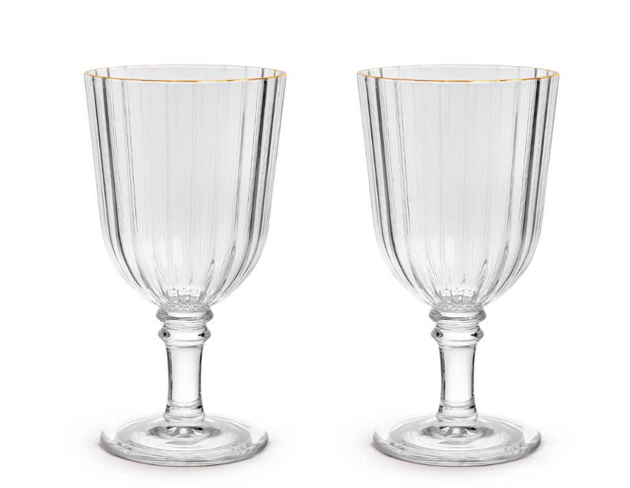 Set 2 calici colorati in acrilico 360ml colore trasparente con finitura bordo oro WD Lifestyle