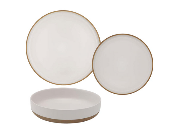 Set 18 piatti bicolore in stoneware bianco Wd Lifestyle