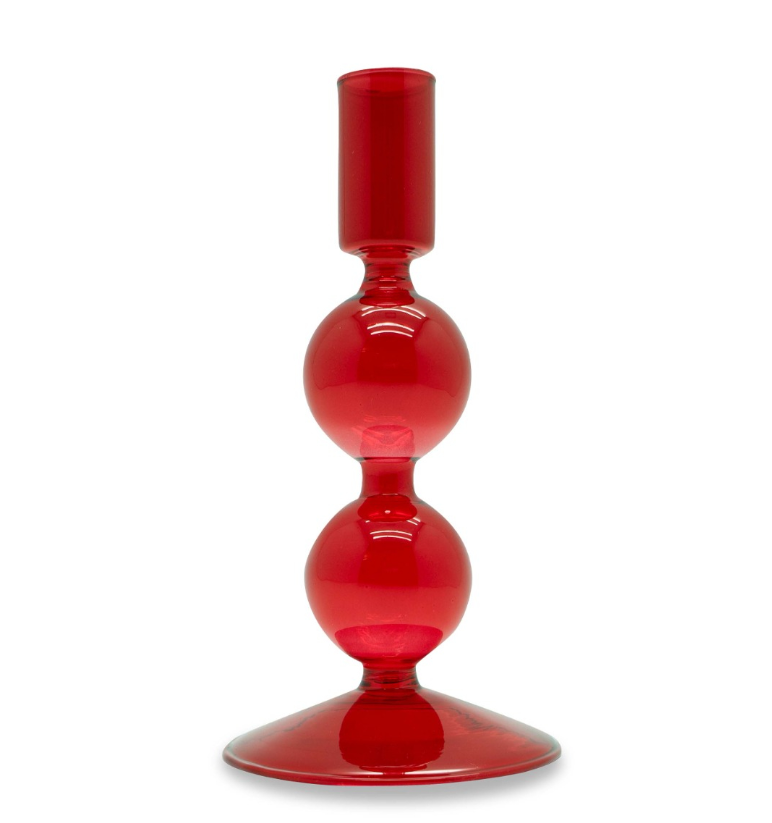 Portacandele in vetro borosilicato 16cm WD Lifestyle rosso