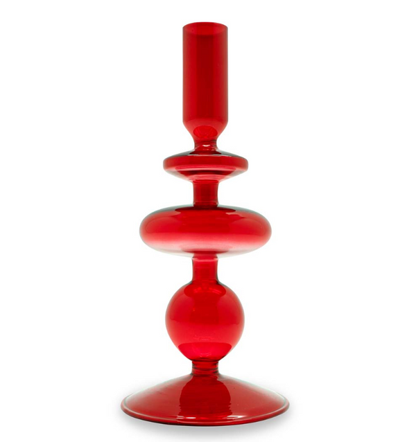 Portacandele in vetro borosilicato 20cm WD Lifestyle rosso