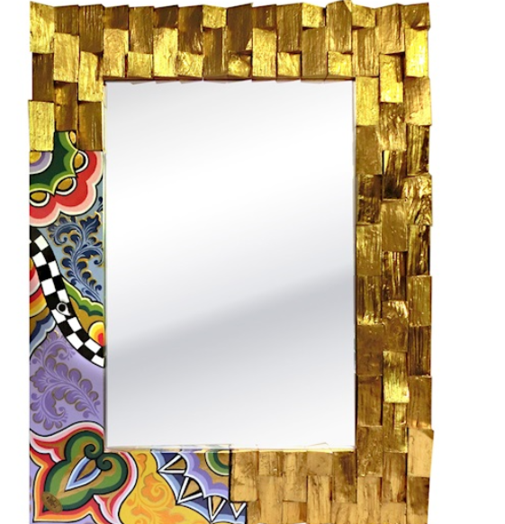Specchio Golden Wood M dipinto a mano Tom's Drag