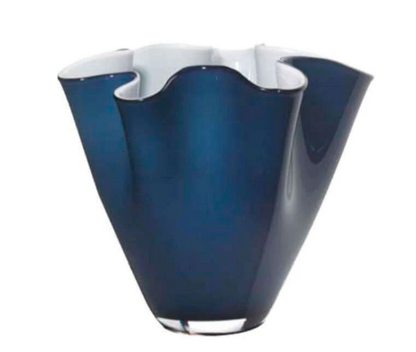 Vaso Wave OnlyLux hand made in vetro soffiato MIsura 25 cm orion blu