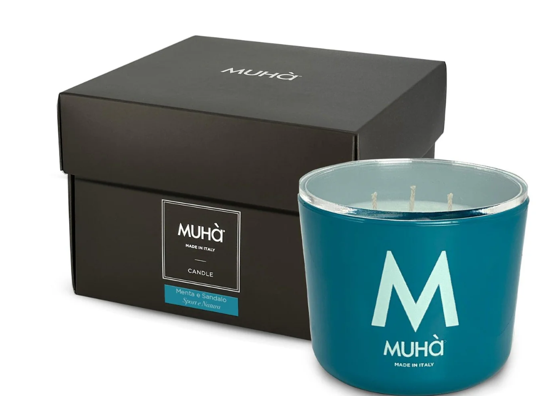 Candela profumata 500gr Menta e Sandalo Muha