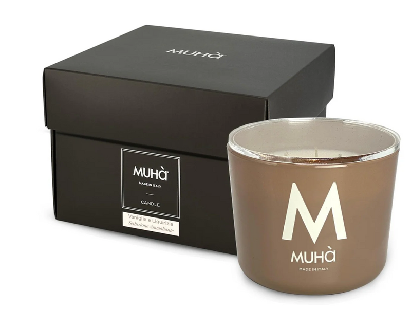 Candela profumata 500gr Vaniglia e Liquirizia Muha