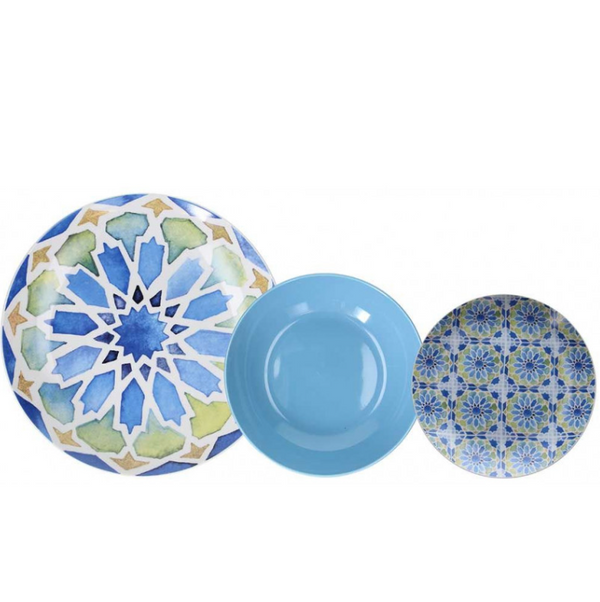 Set piatti tavola 18pz Moon Mandala azzurro Andrea Fontebasso