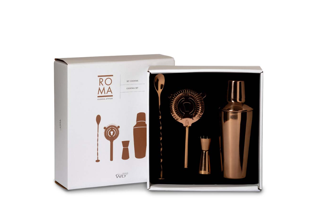Set cocktail in acciaio inox con finitura rosegold WD Lifestyle
