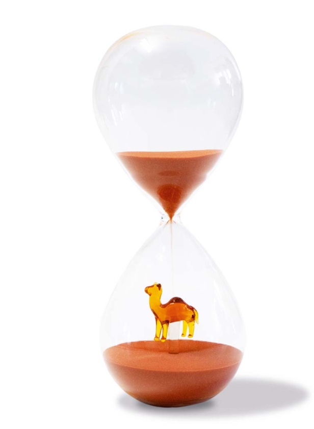 Clessidra in vetro borosilicato con soggetto colorato all'interno figura Cammello WD Lifestyle