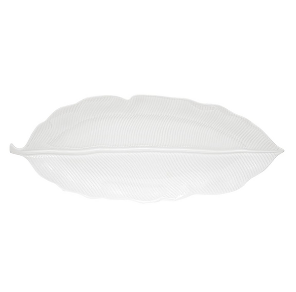 Piatto da portata foglia in porcellana 47×19 cm LEAVES WHITE Easylife