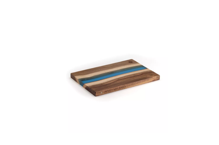 Tagliere in legno d'acacia e resina epossidica blu Pozzi Milano