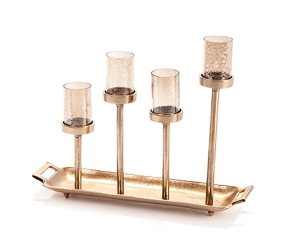 CANDELABRO ALLUMINIO MULTI X4 59X16X48cm ORO Bruco