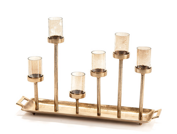 CANDELABRO ALLUMINIO MULTI X6 77X18X52cm ORO Bruco