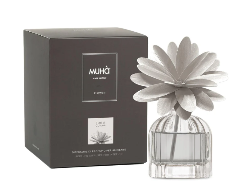 Profumatore per ambienti Flower Diffuser, Fragranza Fiori di Cotone, Diffusore Ambiente con Fiore in Legno di Betulla in vari formati Muha