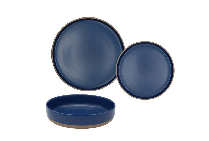 Set 18 piatti bicolore in stoneware blu Wd Lifestyle