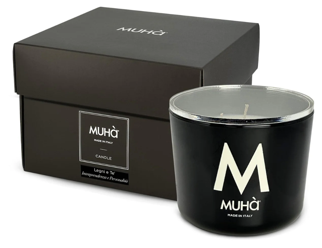 Candela profumata 500gr Legni e Tè Muha