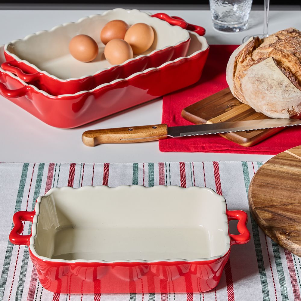 Pirofila con manici rettangolare cm 39x23 Amanda Stoneware Rosso - Tognana