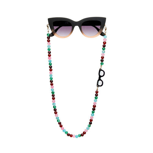 Collana bijoux per occhiali con palline in vetro Gipsy - Più Forty