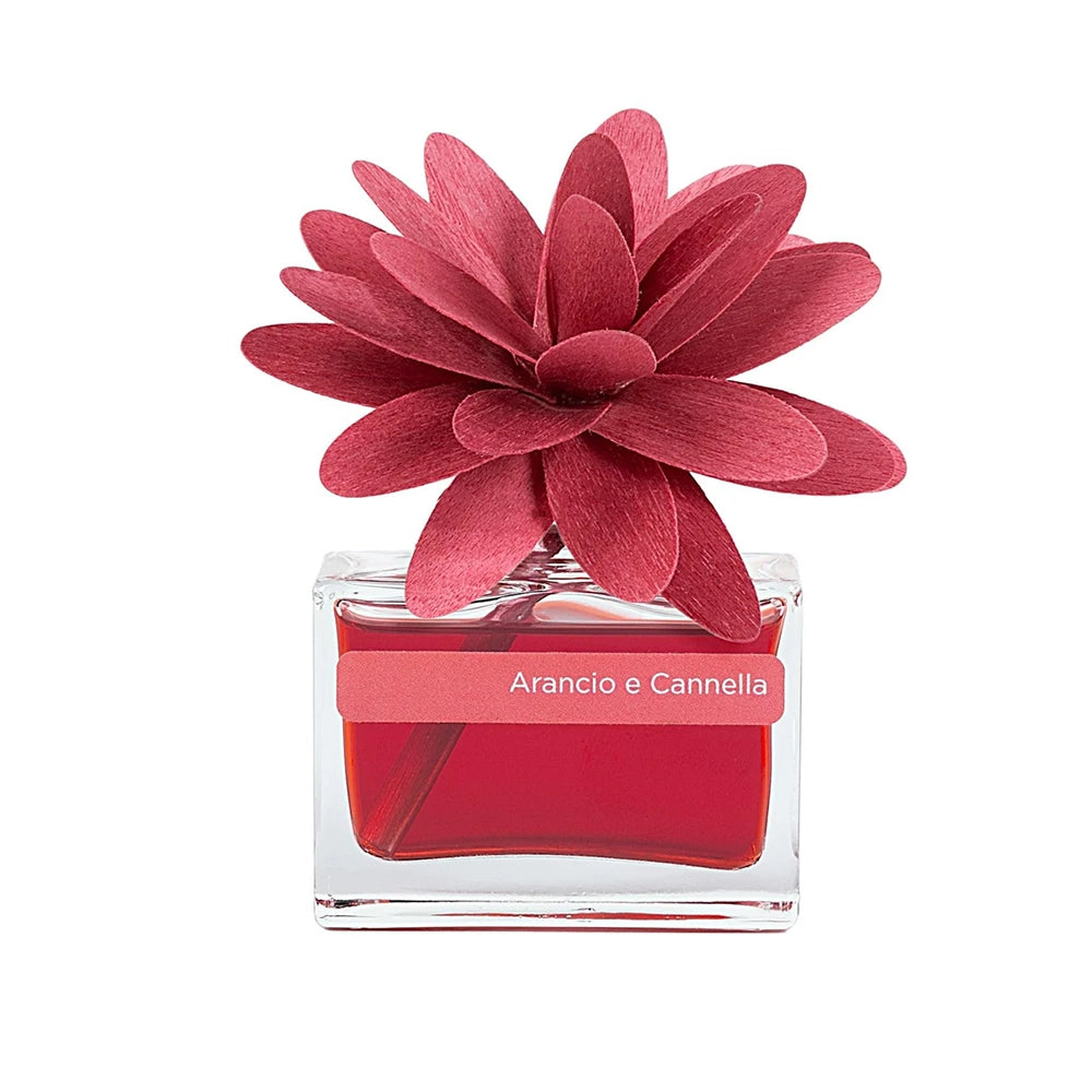 Profumatore per ambienti Flower Diffuser Arancio e Cannella con Fiore in Legno di Betulla Muhà