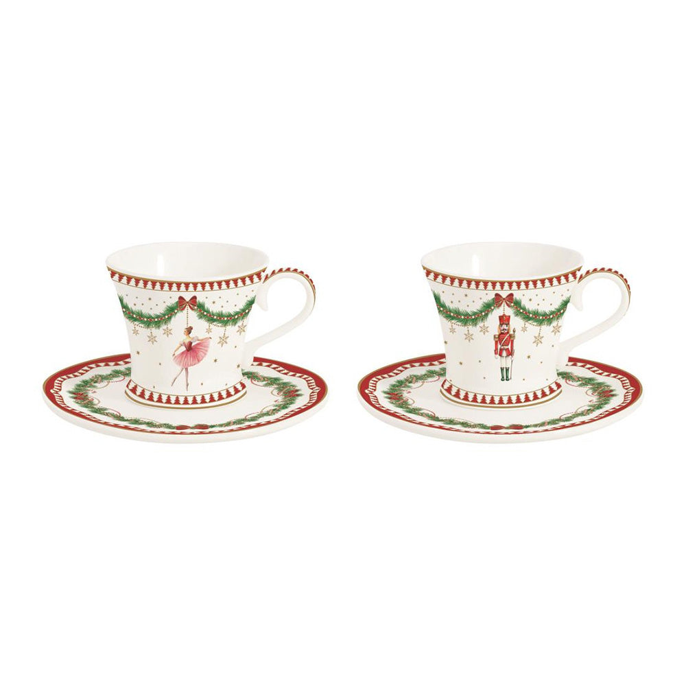 Set 2 tazzine caffè c/piatt.80 ml in porcellana in color box MAGIE DE NOEL - Easy Life