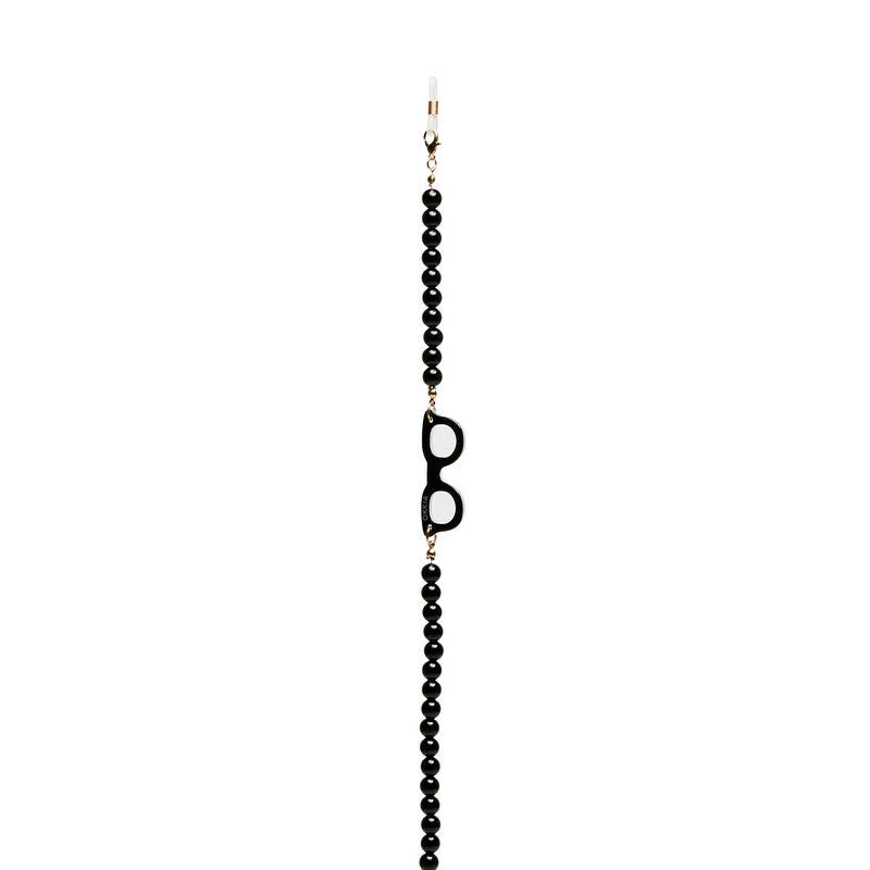 Collana bijoux per occhiali con palline in plastica Black Pearl - Più Forty