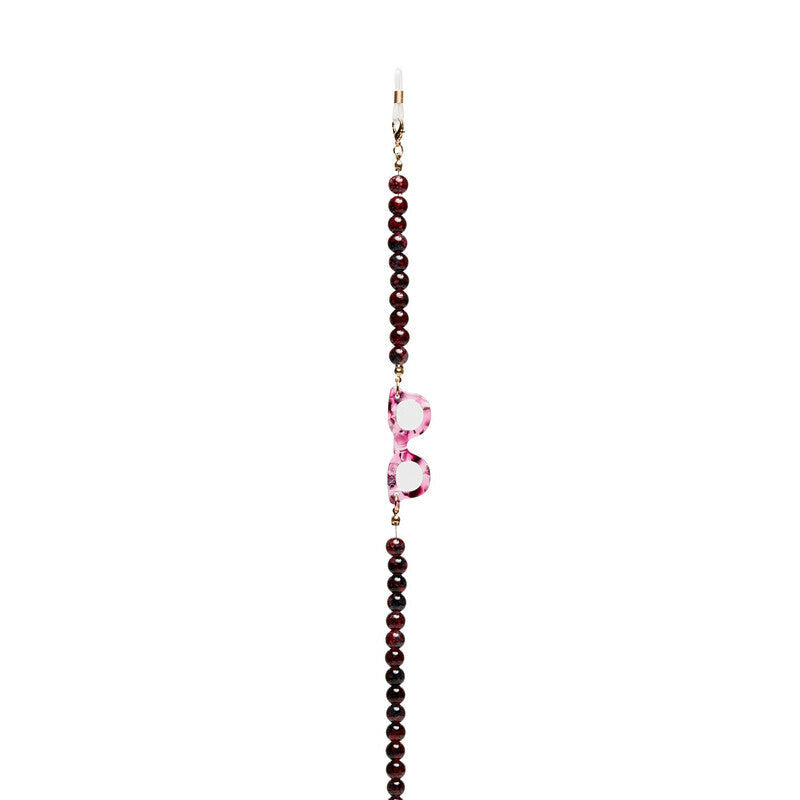 Collana bijoux per occhiali con palline in vetro Chocolate Opal - Più Forty