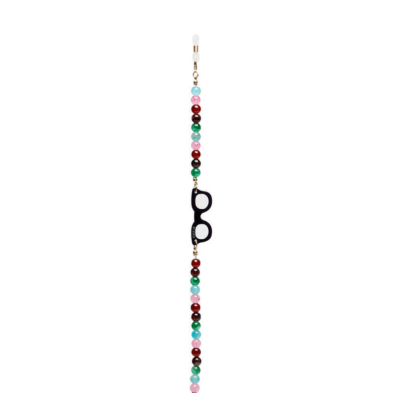 Collana bijoux per occhiali con palline in vetro Gipsy - Più Forty