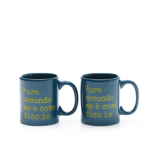 Set 2 tazzine in ceramica 12 cl blu "Pure Secondo Me" - Più Forty