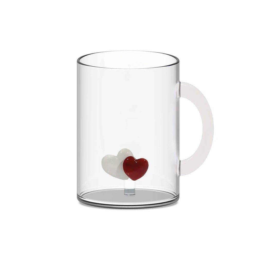 Tazza in vetro borosilicato in confezione regalo. Capacità: 420 ml. Decoro Cuori WD Lifestyle