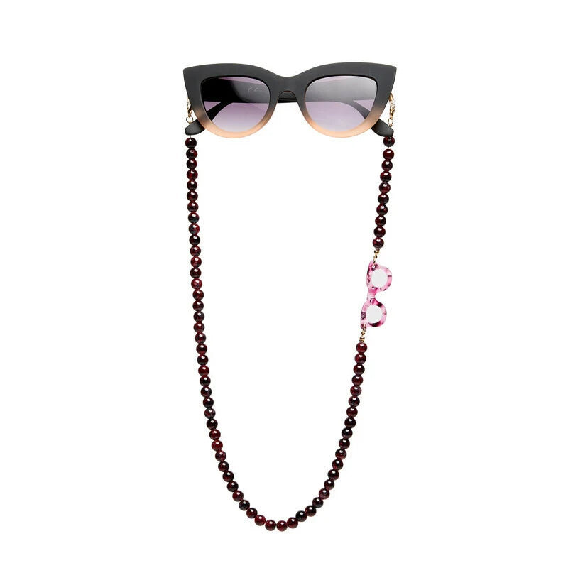 Collana bijoux per occhiali con palline in vetro Chocolate Opal - Più Forty