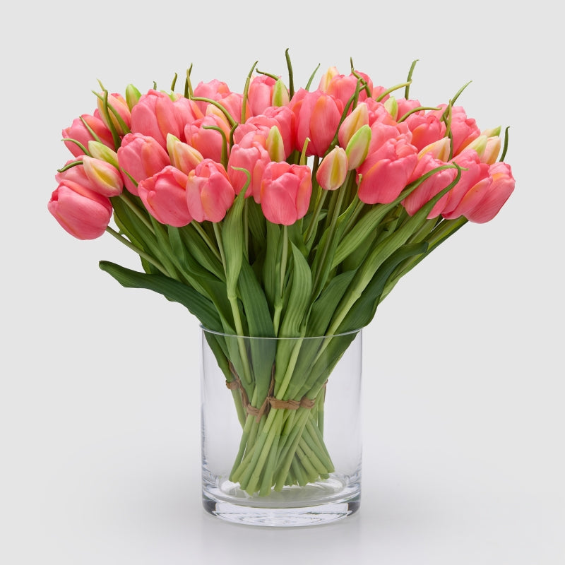 Bouquet Tulipano Chiuso X4 H 40 Cm con Bocciolo Rosa Antico- EDG