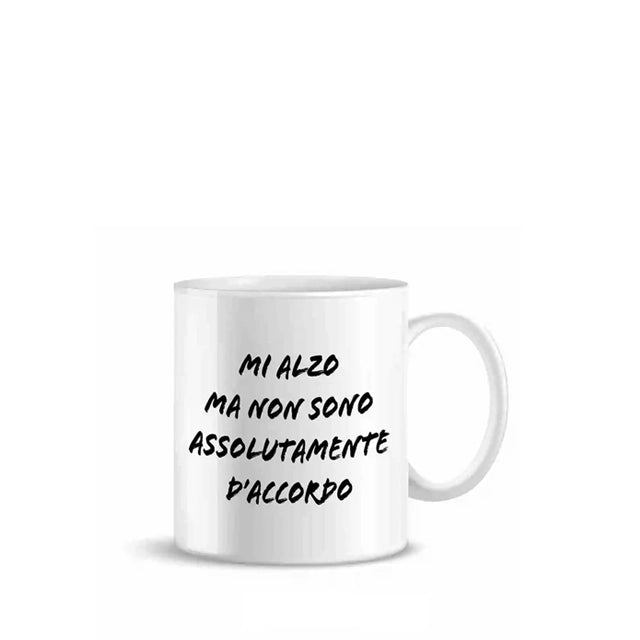 Mug in ceramica 32,5 cl bianco opaco "Mi Alzo Ma..." - Più Forty