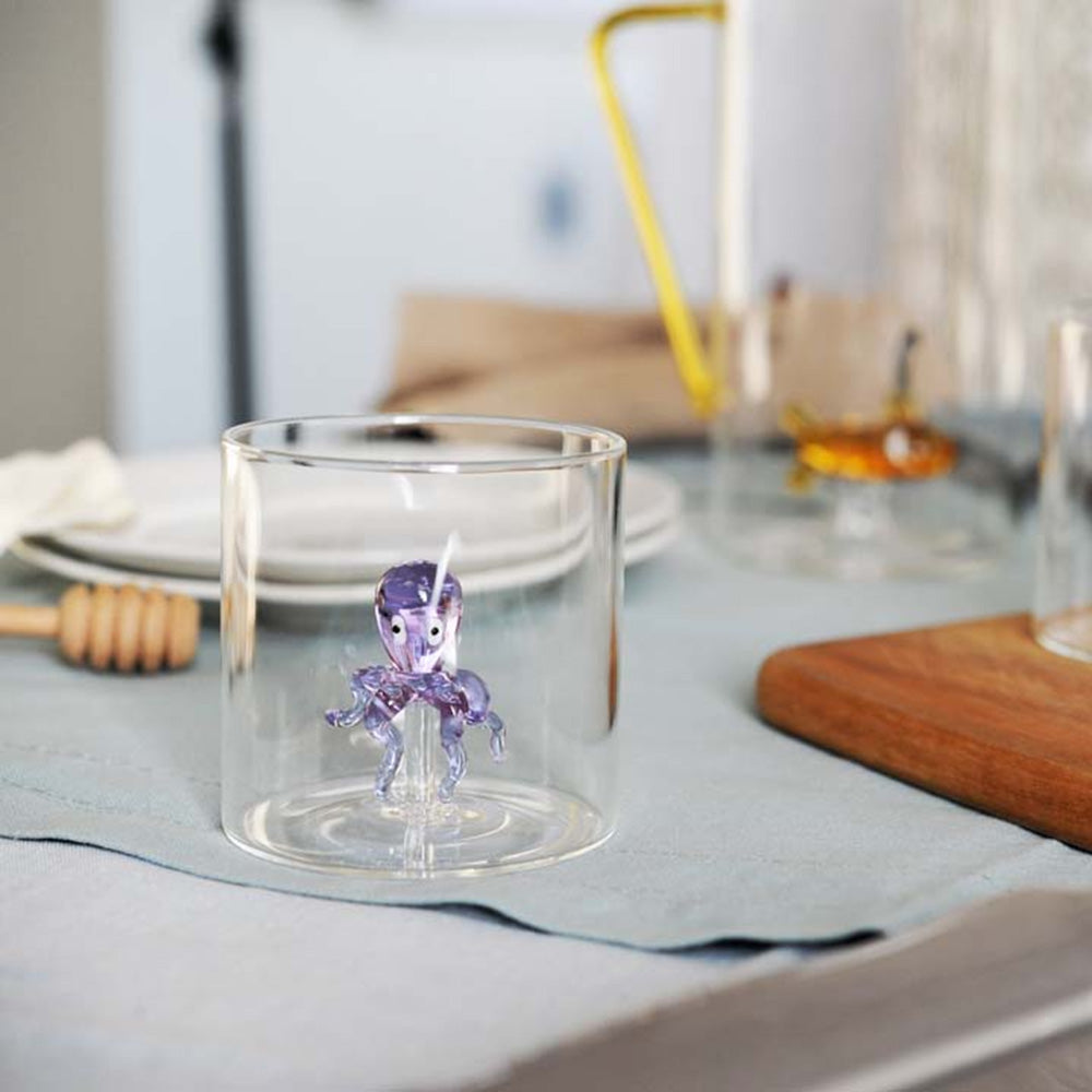 Bicchiere in vetro borosilicato Decoro Polipo Capacità 250ml - WD Lifestyle