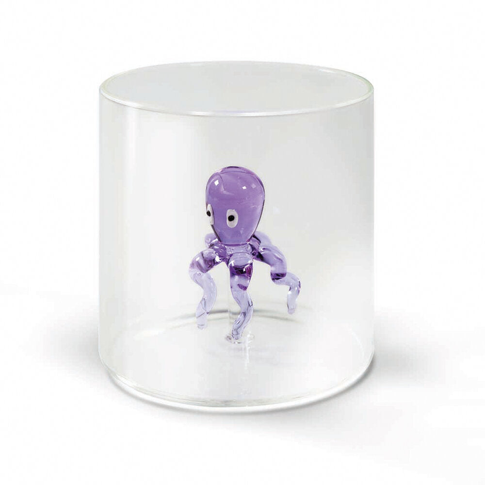 Bicchiere Figura Colorata in Vetro  Borosilicato Polipo 250ml