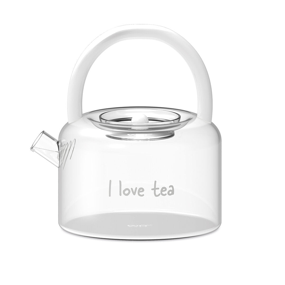 Teiera in Vetro Borosilicato filtro sul beccuccio Bianco  Capacità 900Ml