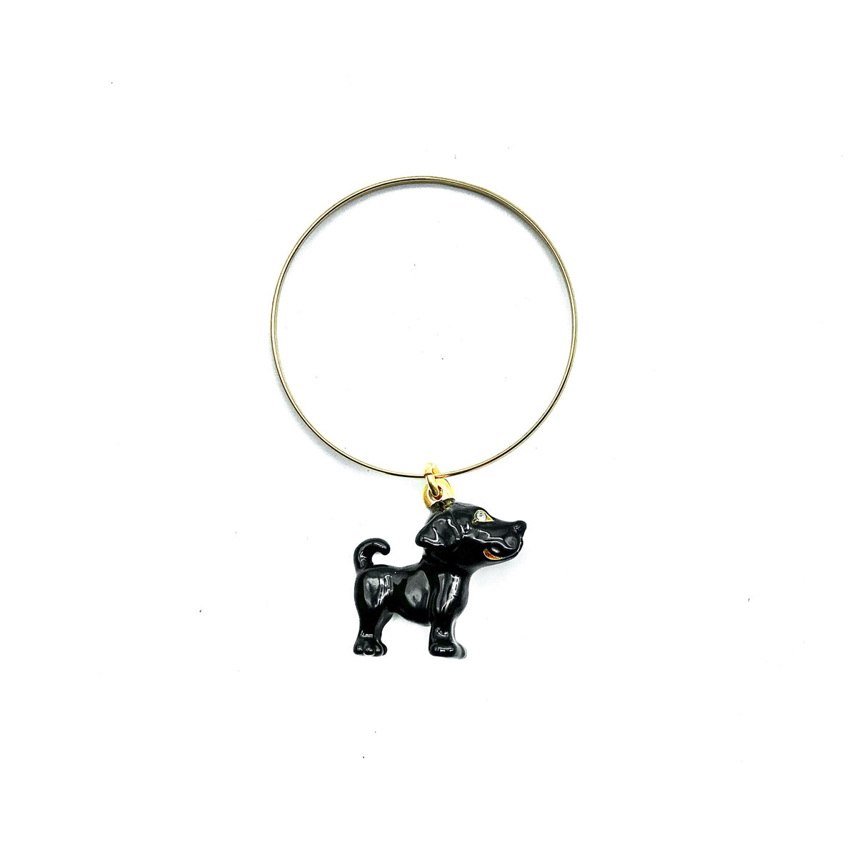 Bracciale Bangle Rigido Labrador Nero in ottone smaltato