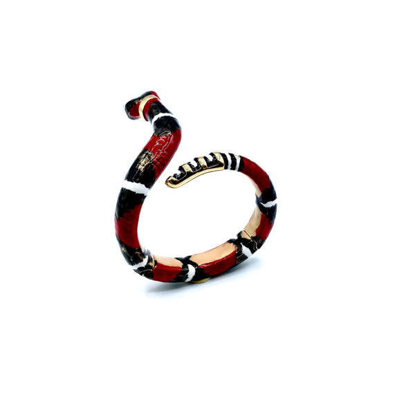 Bracciale Rigido Serpente Rosso 1 testa in ottone smaltato