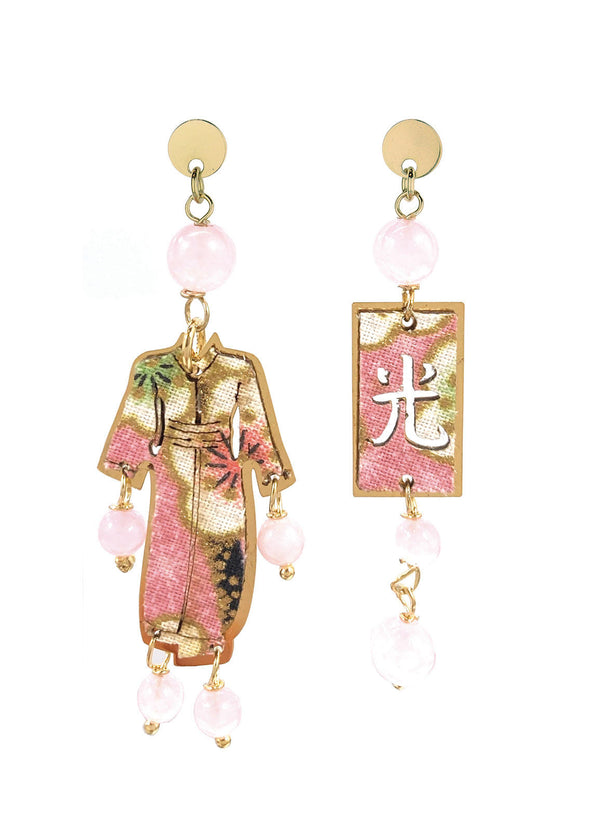 Orecchini Kimono Argento Mini Rosa