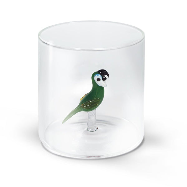 Bicchiere Figura Colorata in Vetro  Borosilicato Papagallo 250ml