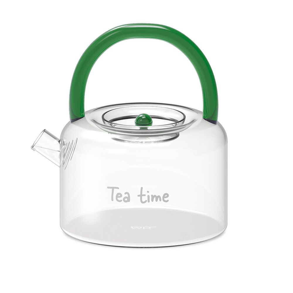 Teiera in Vetro Borosilicato filtro sul beccuccio  Verde Capacità 900Ml