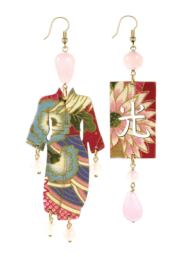 Orecchini Kimono Seta Grande Rosa Cipria