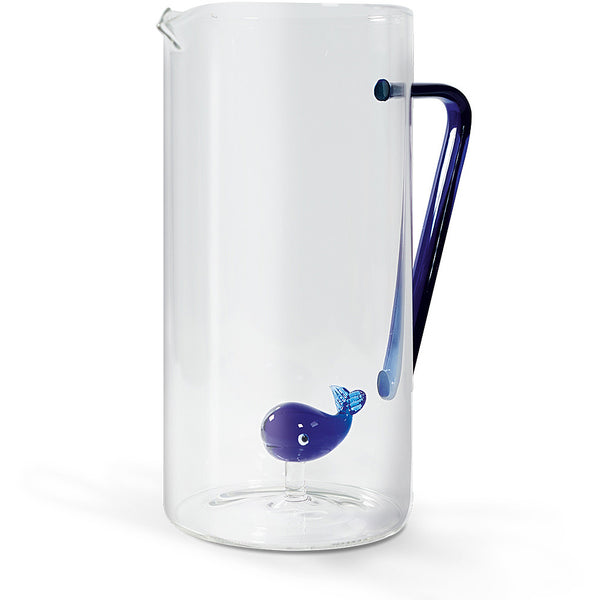 Brocca Figura Colorata in Vetro Borosilicato Balena 1.2 L